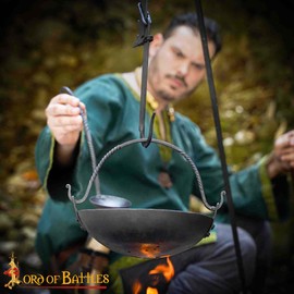 Lord of Battles Hand Forged Cauldron Kettle Medieval Cooking Accessory Ideal for Ritual Purpose, Decoration, Camping & Hiking & Outdoor Activties