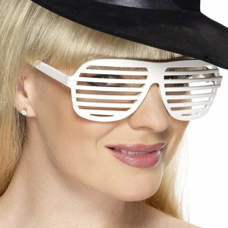 Fun Express White Shutter Shades Novelty Sunglasses - Party Apparel