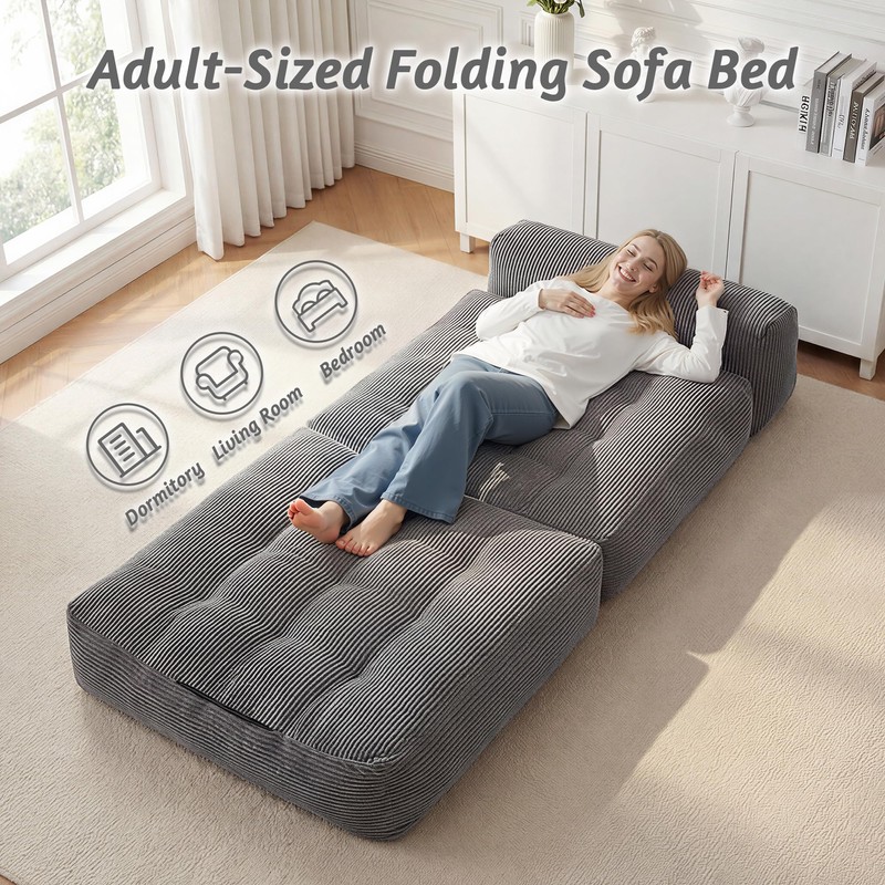 HABUTWAY Folding Sofa Bed,3-in-1 Convertible Sleeper Chair Bed w/Pillow