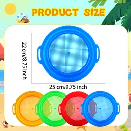Restroma 12 Pack Kids Plastic Sand Strainer Sand Sifting Pan Sand Sifter Sieve Beach Toys for Boys Girls Outdoor Gardening Digging Finding Treasure Tools, 4 Colors