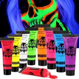 Pintura Cara 8 Colores,Pintura De Cara De Neón Brillante UV
