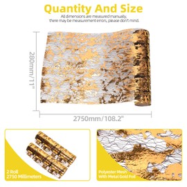 Mardatt 2Pcs Glitter Metallic Table Runner, 11in x 9Ft Thin Mesh Sparkle Tablecloths Sparkle Rectangle Runner Roll for Wedding Christmas Birthday Party DIY Home Decor(Black Gold)