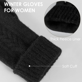 Achiou Winter Gloves for Women, Warm Touch Screen Texting Gloves, Womens Knit Glove Soft Thick Fleece Lined