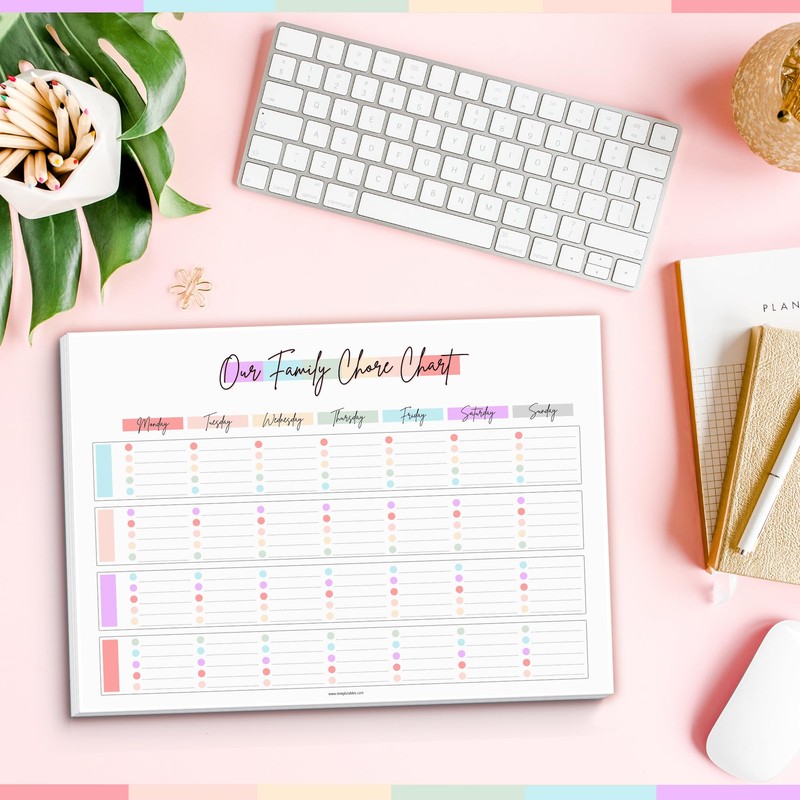 Family Chore Chart Notepad - Family planner, Calendar, Household Command