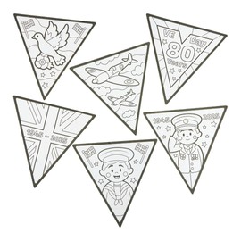 Baker Ross FN583 VE Day Colour-in Window Decorations - Pack of 18, VE Day for Kids, VE Day 80th Anniversary