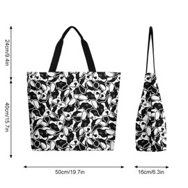 Muishi French Bulldog Head Canvas Tote Bag Large Women Casual Shoulder Bag Handbag Reusable Beach Shopping Grocery Bag For Outdoors