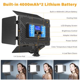 Unicucp 2 Pack Led Video Light Panel Lighting Kit with Barn Door, 8000mAh Camera Light with 79'' Tripod Stand, Photo Light for Outdoor Indoor Photography Live Streaming Zoom Calls Video Recording