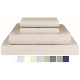 800 Thread Count 100% Extra-Long Staple Cotton Sheet Set, California King Sheets, Luxury Bedding, California King 4 Piece Set , Smooth Sateen Weave, Beige by Threadmill Home Linen