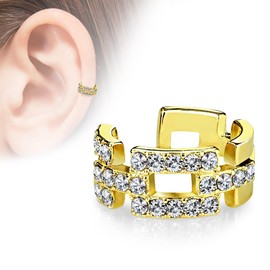 Bungsa Ear Cuff Crystals Cubic Zirconia Stone for Women, Brass, Cubic Zirconia