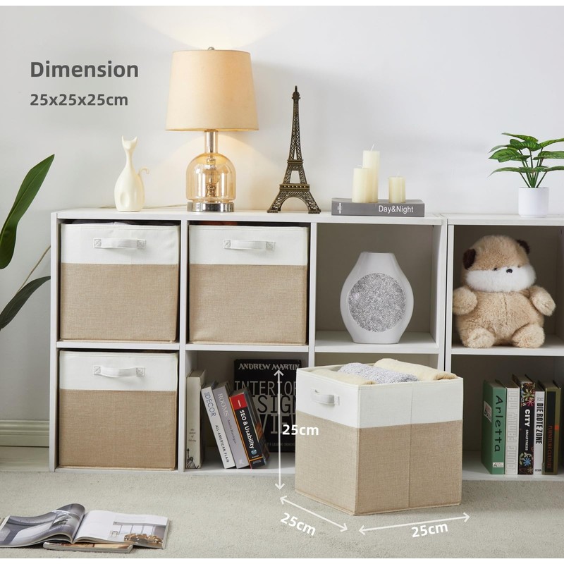 SOCOHOME Fabirc Cube Storage Boxes,25x25x25cm Foldable Storage Baskets for Organizing