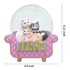 Pink Sofa Cat Snow Globe -Birthday Snow Globe Gift - Adorable Snow Globes for Kids - No Music, No Lights