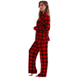#followme Pant Set for Women 601108-10195-RED-3X, Red Buffalo Plaid Rayon Spandex