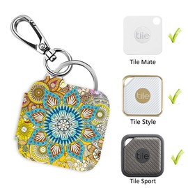 Logity Tile Mate & Tile Sport & Tile Style Case with Carabiner Keychain, Leather Skin Cover for Tile Bluetooth Tracker, Anti-Lost Design, Bohemian.