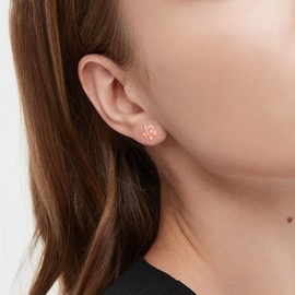 925 Sterling Silver Earrings for Women Rose Gold Flower Earrings Stud Trendy Pink Jewelry Christmas Valentine's Day Gifts