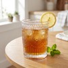 Kingrol 6 Pack SMALL 9 oz Drinking Glasses, Vintage Embossed