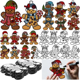 Simgoing 40Pcs Christmas Fuzzy Velvet Coloring Posters Christmas Crafts DIY Project Xmas Fuzzy Felt Coloring Arts Xmas Snowman Gingerbread Posters for Family Craft Gifts Party Favor(Gingerbread)