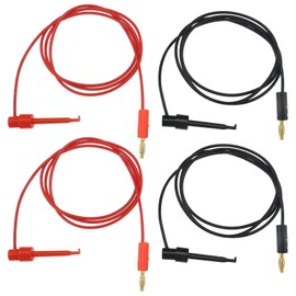 Micro Traders 4pcs 4mm Banana Plug Micro Gripper Test Hook Clamp Gold Plated Connection Wire for Multimeter Electrical Testing Laboratory Application Red and Black