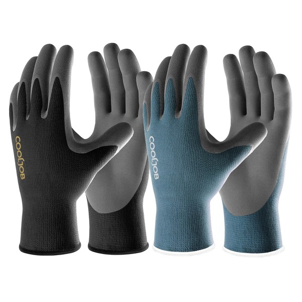 COOLJOB Gardening Gloves with Touchscreen Fingers, 2 Pairs Nitrile Coated