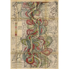 ArtWallz 1944 Harold Fisk Map Sheet 9- Mississippi Ancient River Meander Belt Alluvial Valley (11"x16")