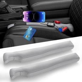 Car Seat Gap Filler, 2 Pack Leather Universal Gap Stopper for Car Truck SUV to Block The Gap Between Seat and Console Organizer Stop Things from Dropping, Gray