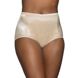 Vanity Fair Women's Smoothing Comfort Brief Panties with Rear Lift, 2 Ply-Beige Lace, 7