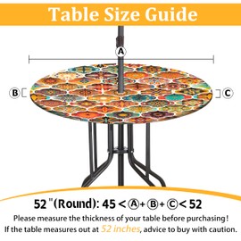 Buwuta Round Outdoor Tablecloth with Umbrella Hole Waterproof Round Patio Table Cover Wipeable Round Fitted Tablecloth for Outside, Picnic, Garden Fits to 45''-52" Patio Table