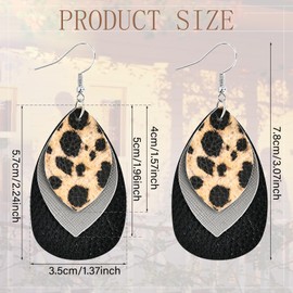 Leopard Print Leo Earrings Women, Leo Print Earrings, Leopard Earrings Women, Earrings Boho, Leather Hanging Earrings, Vintage Jewellery for Women for Carnival, Masquerades, Cosplay, PU, 0