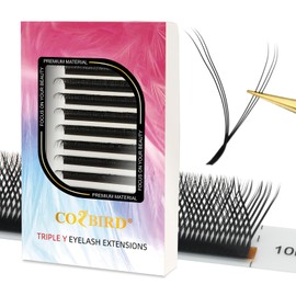COZBIRD 3d yy Lashes yyy Eyelash Extensions Supplies Premade Fans (Triple y Lash) 6D Volume Faux Mink 0.07mm D curl 15mm