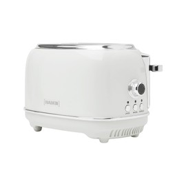 Haden Heritage 2-Slice Wide-Slot Toaster, Stainless-Steel Bread Toaster with Adjustable Browning Control, Non-Slip Feet & Crumb Tray, Ivory & Chrome