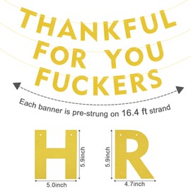 Thanksgiving Decorations Banner, Friendsgiving Decorations, Happy Friendsgiving F ckers Banner for Mantel Font Porch, Glitter Thankful for You Fall Decorations for Home Office Party