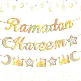 IWTBNOA Ramadan Kareem Garland, Ramadan Garland Gold, Ramadan Kareem Banner, EID Mubarak Decoration, Ramadan Banner, Ramadan Mubarak Decoration for Eid Festival Party Decoration, Ramadan Decoration