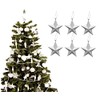 Pack of 6-8cm 3D Glitter Star Baubles Christmas Tree Decorations