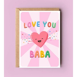 PTDShops Love You Baba Card - Cute Birthday Card For Baba - Mother's Day Gifts - Greeting Card For Anniversary - Thank You- I Love You Baba Card - New Baba Card
