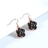 Black Rose Flower Hook Earrings for Womens Wedding Earrings 18K