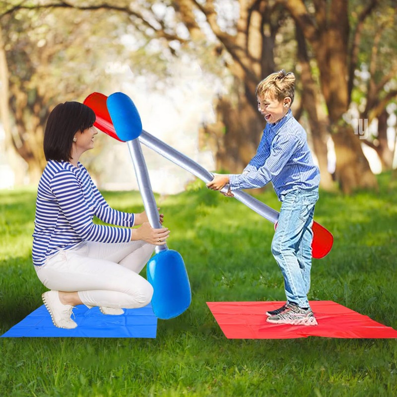 ASQzhuLIWing Inflatable Lawn Duelstick Game, Duelstick Gladiator Playset, Suitable for