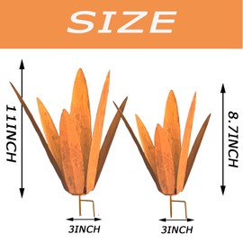 Muciwa 2 PCS Metal Agave Sculpture Decoration, Vintage Country Hand-Painted Sculpture DIY Metal Agave Plant, Home Garden Courtyard Lawn Outdoor Decoration (2pcs Rust Colored)