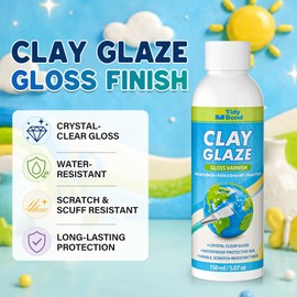 150ML Air Dry Clay Glaze, High Gloss Water-Based Varnish & Protective Craft Sealer, Helps Prevent Cracking & Scratches for Pottery, Ceramics, Art Painting & DIY Crafts, Non-Toxic
