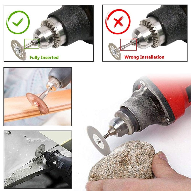 Yakamoz 20Pcs Mini Diamond Cutting Wheel Set with Mandrel, 22mm