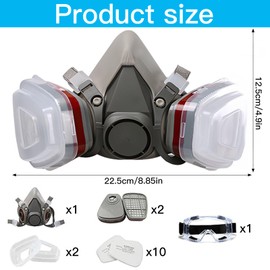 OFKP 6800 Face Dust, Reusable Facepiece with Filters, Dust Face for Spraying, Painting, Sanding, Chemicals, DIY