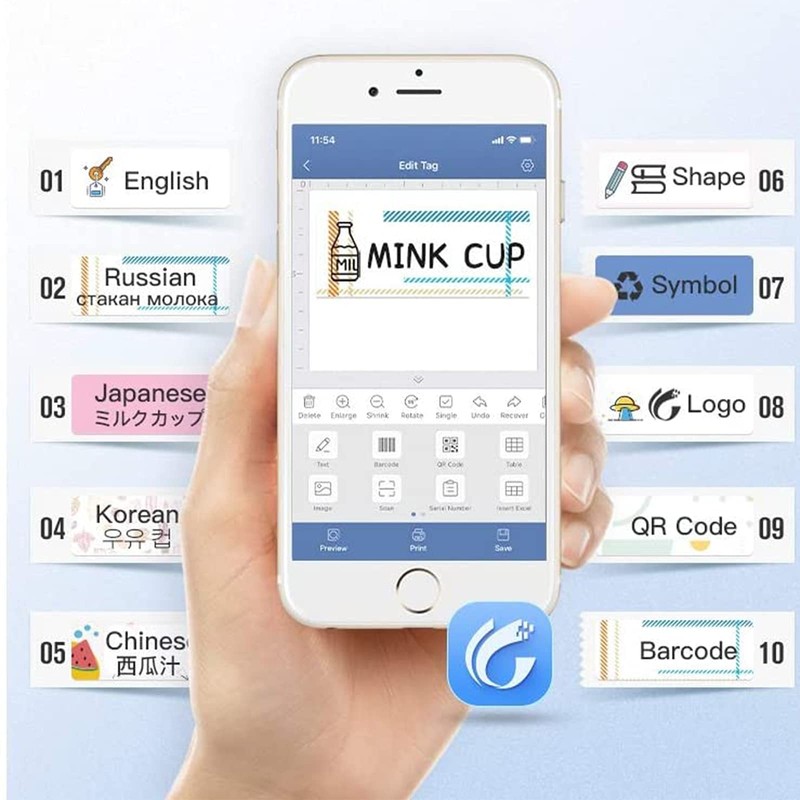 D11 Label Printer, Mini Smart Label Maker, Wireless Bluetooth Portable