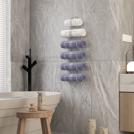 SODUKU Towel Racks for Bathroom Wall Mounted Metal Wine Rack Towel Shelf Towel Holder for Bath White