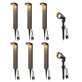 EDISHINE 8Pack Low Voltage Landscape Lights Kit, 3.2W 85LM LED Pathway Lights & 3.2W 240LM Spotlight, 12V Outdoor Landscape Lighting with Connectors, Aluminum Waterproof for Walkway Yard Garden