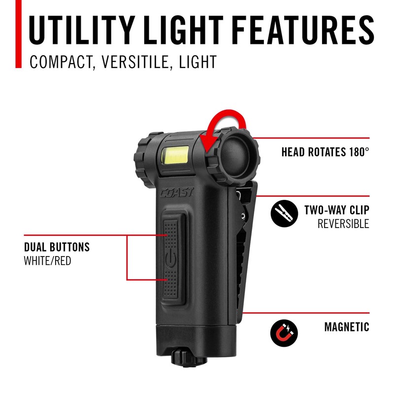 Coast HX4 80 Lumen Dual Color (White & Red) Magnetic