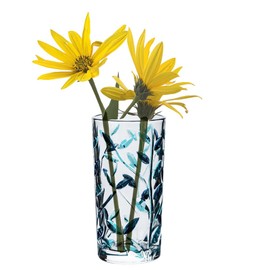 Deegufa Hand Painted Blue Glass Vase 5.7 in