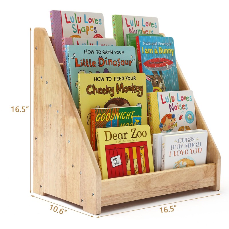 Nuoex Montessori Bookshelf for Toddler 1-5 Years, Kids Wooden 5-Tier