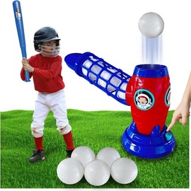 PAGBR Kids' Automatic Baseball Set – Bat + 5 Balls Launcher | Backyard Sports Toy | Easter Birthday Gift for Ages 4+
