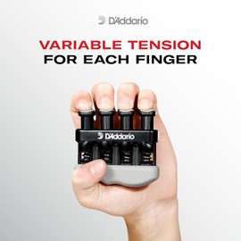 D'Addario Accessories Ejercitador de mano para instrumentos Varigrip Mejora destreza y fuerza en dedos, mano y antebrazo - Ergonómico