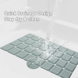 Webos Silicone Bath Mat with Suction Cups – Non-Slip Foldable Bathtub & Shower Mat, Durable & Quick-Dry Safety Tub Mat with Large Drain Holes for Adults & Kids 28"x 14" Grey