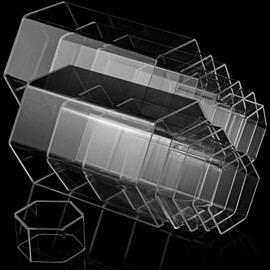 Jetec Hexagonal Jewelry Display Risers Hexagonal Market Display Risers Stands Acrylic Showcase Acrylic Stand for Jewelry Model Figures Decoration, 6 Sizes(Clear,12 Pieces)