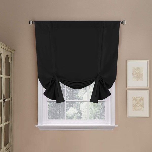 H.Versailtex Thermal Insulated Adjustable Tie Up Shade/Blackout Curtain with Rod